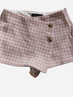 Stoosh Pink & Cream Houndstooth Mini Skort